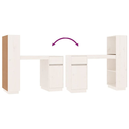 Desk White 110x53x117 cm Solid Wood Pine