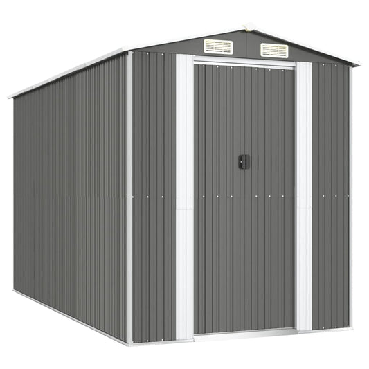 Garden Shed Light Grey 192x357x223 cm Galvanised Steel