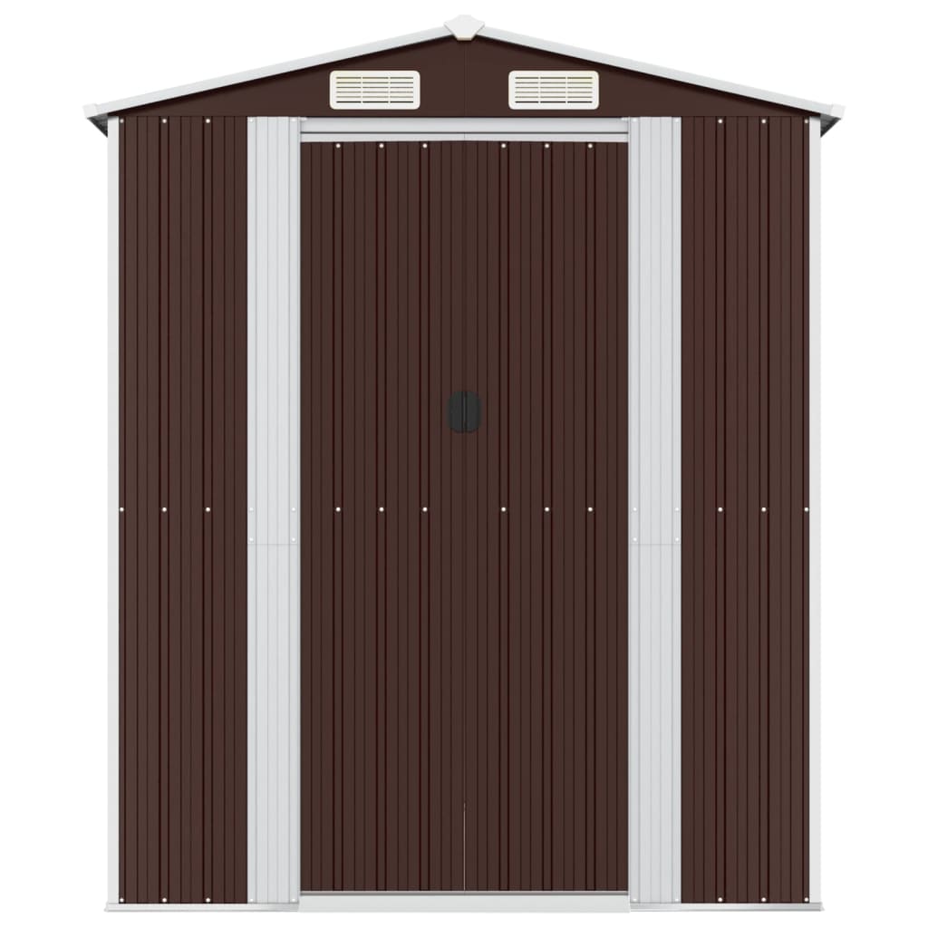 Garden Shed Dark Brown 192x689x223 cm Galvanised Steel