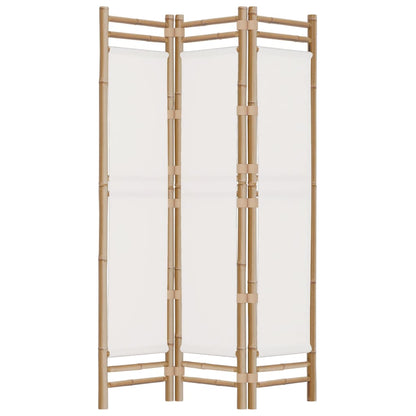 Folding 3-Panel Room Divider 120 cm Bamboo and Canvas