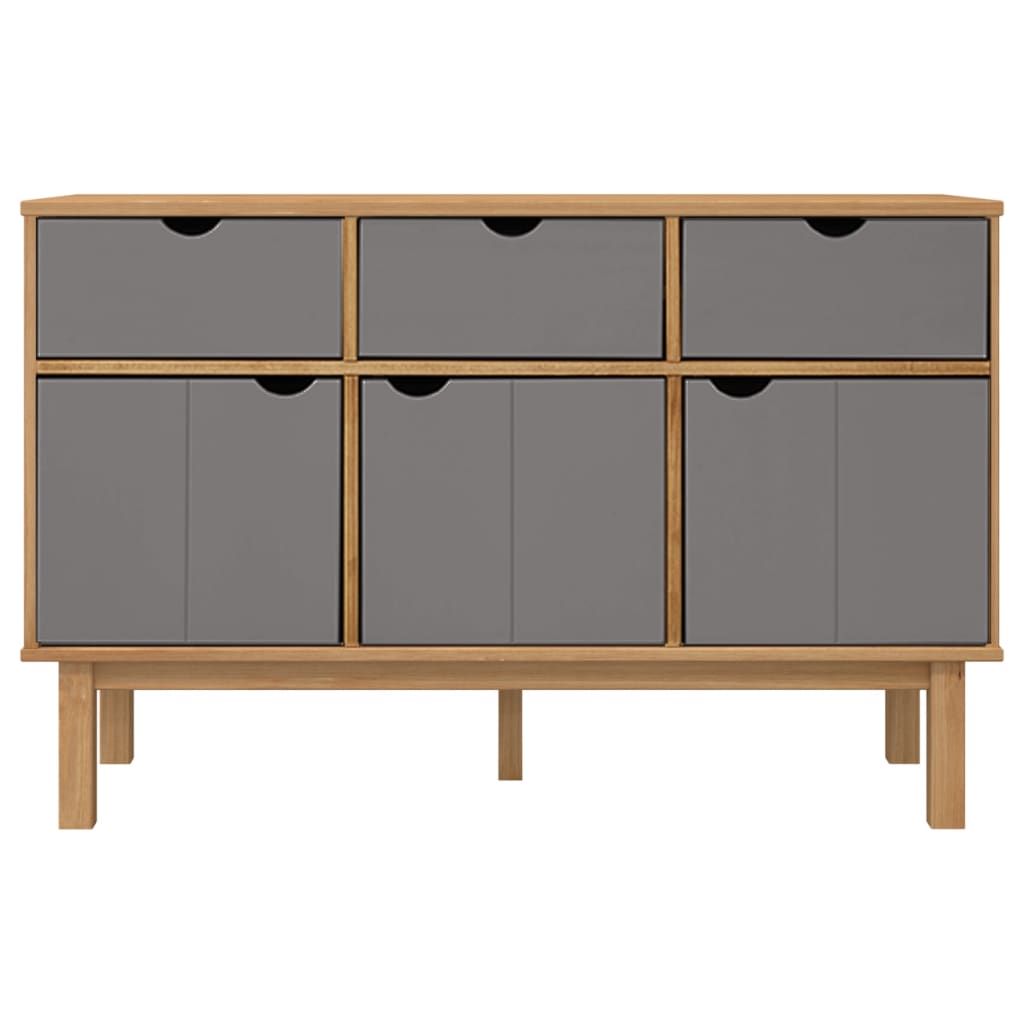 Sideboard "OTTA" Brown and Grey 114x43x73,5 cm Solid Wood Pine