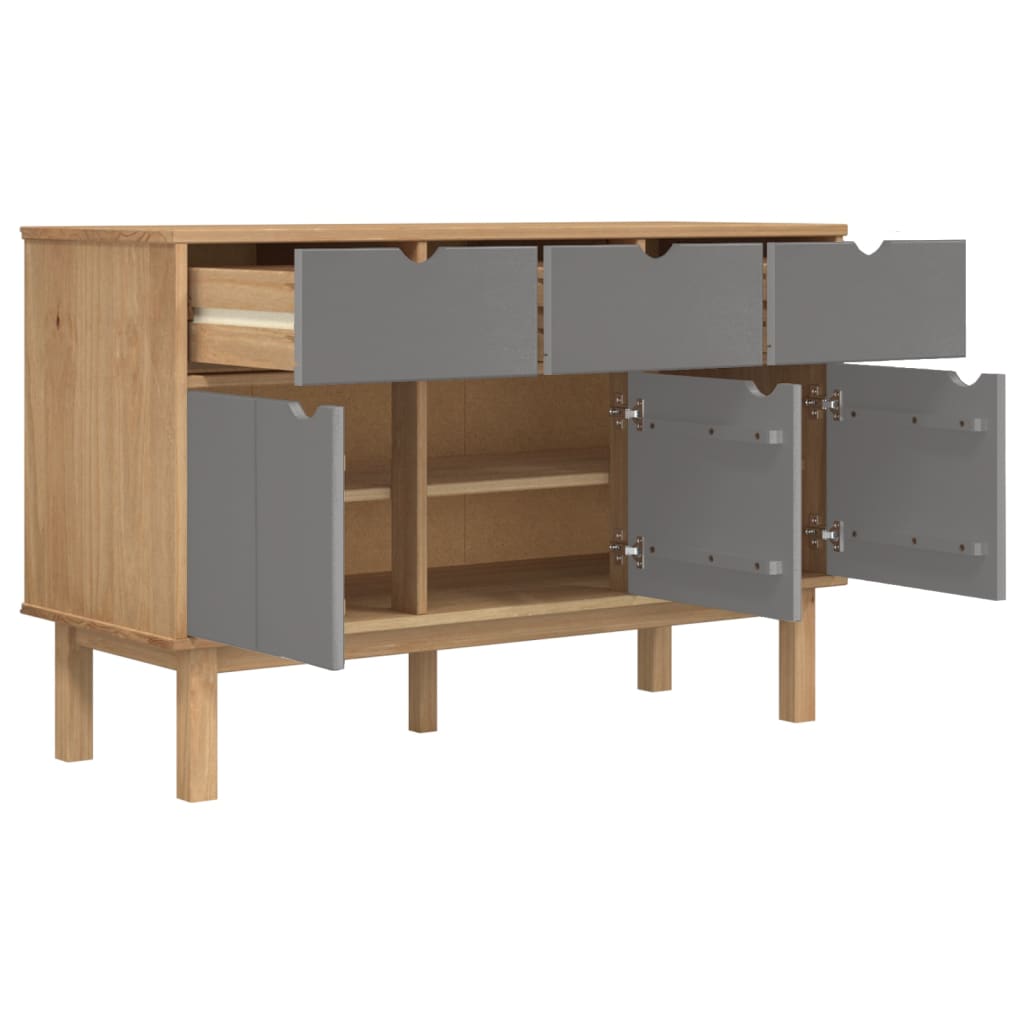 Sideboard "OTTA" Brown and Grey 114x43x73,5 cm Solid Wood Pine