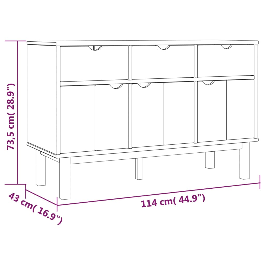 Sideboard "OTTA" Brown and Grey 114x43x73,5 cm Solid Wood Pine