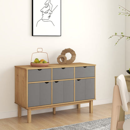 Sideboard "OTTA" Brown and Grey 114x43x73,5 cm Solid Wood Pine