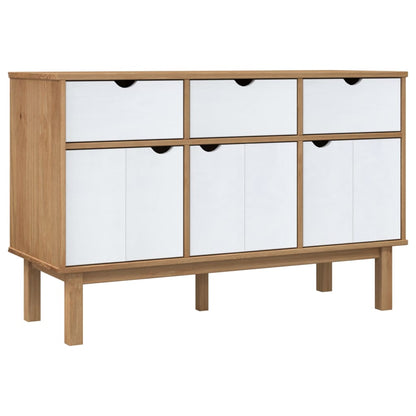 Sideboard "OTTA" Brown and White 114x43x73,5 cm Solid Wood Pine