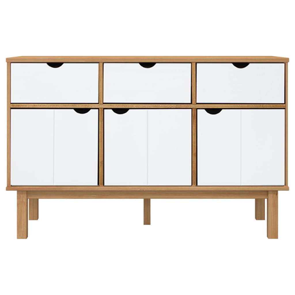 Sideboard "OTTA" Brown and White 114x43x73,5 cm Solid Wood Pine