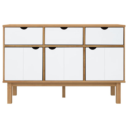Sideboard "OTTA" Brown and White 114x43x73,5 cm Solid Wood Pine