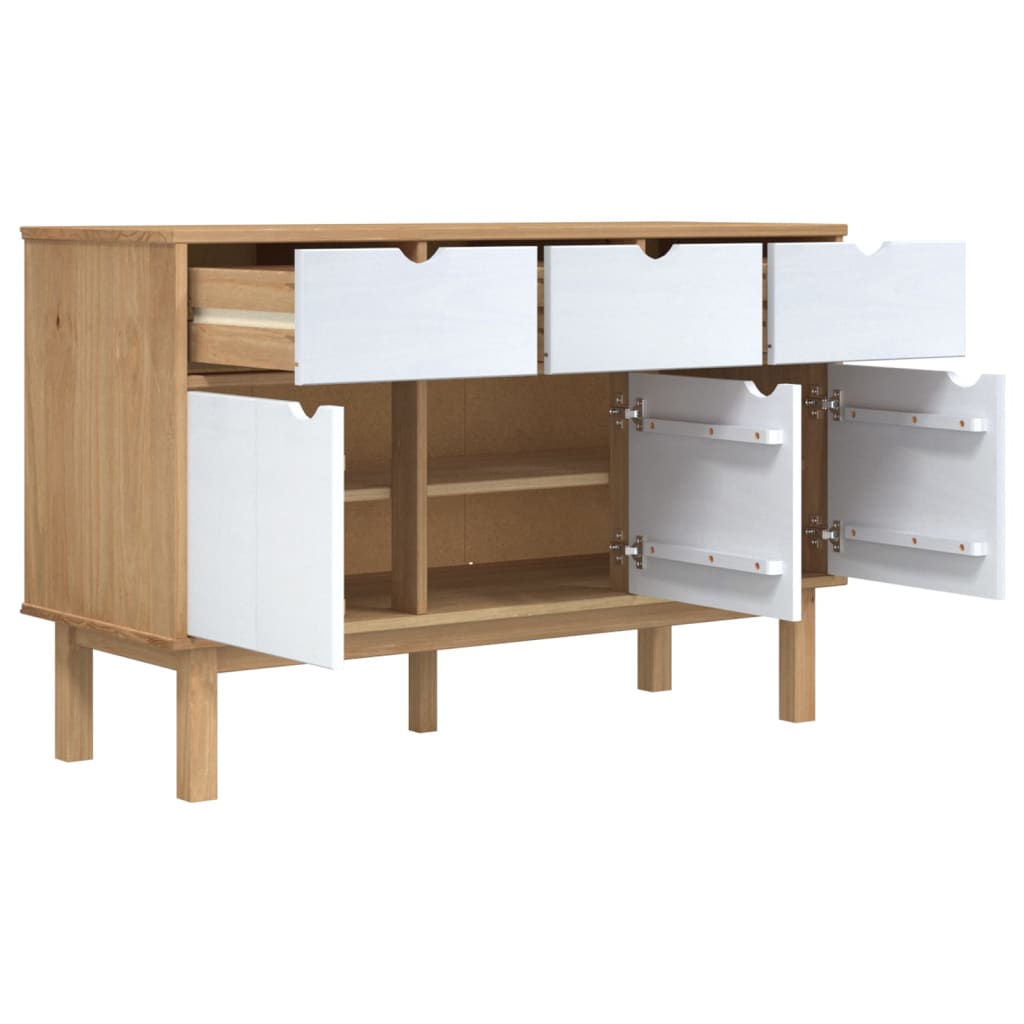 Sideboard "OTTA" Brown and White 114x43x73,5 cm Solid Wood Pine