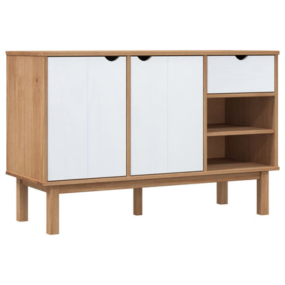 Sideboard "OTTA" Brown and White 114x43x73,5 cm Solid Wood Pine