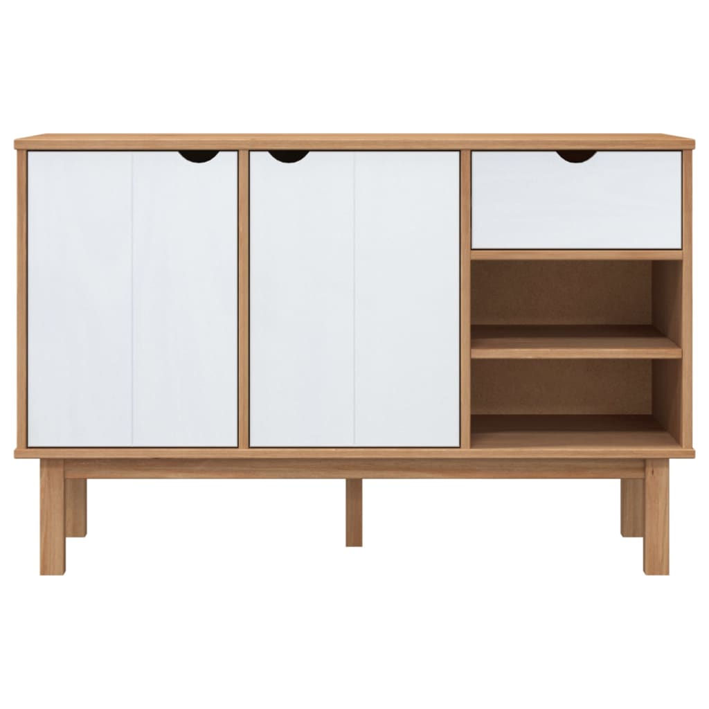 Sideboard "OTTA" Brown and White 114x43x73,5 cm Solid Wood Pine