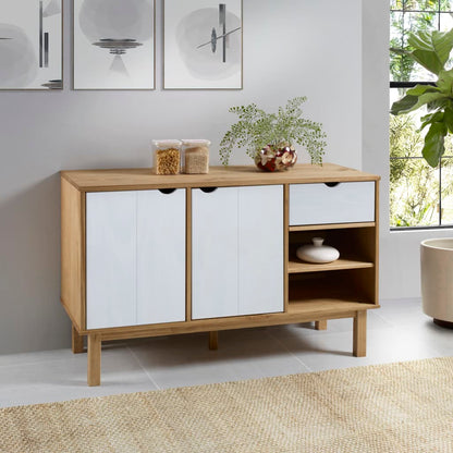 Sideboard "OTTA" Brown and White 114x43x73,5 cm Solid Wood Pine