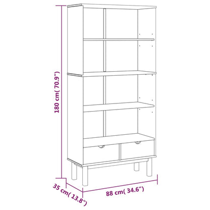 Bookcase "OTTA" with 2 Drawers Brown Solid Wood Pine