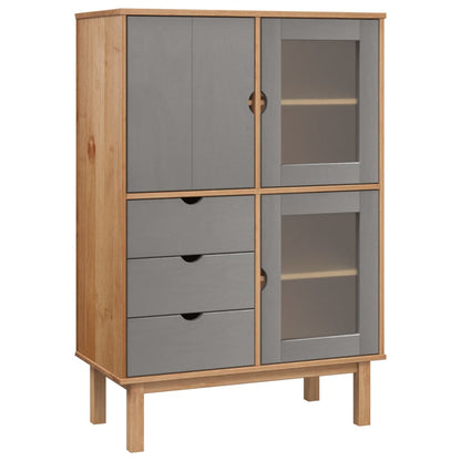 Highboard "OTTA" Brown and Grey 85x43x125 cm Solid Wood Pine