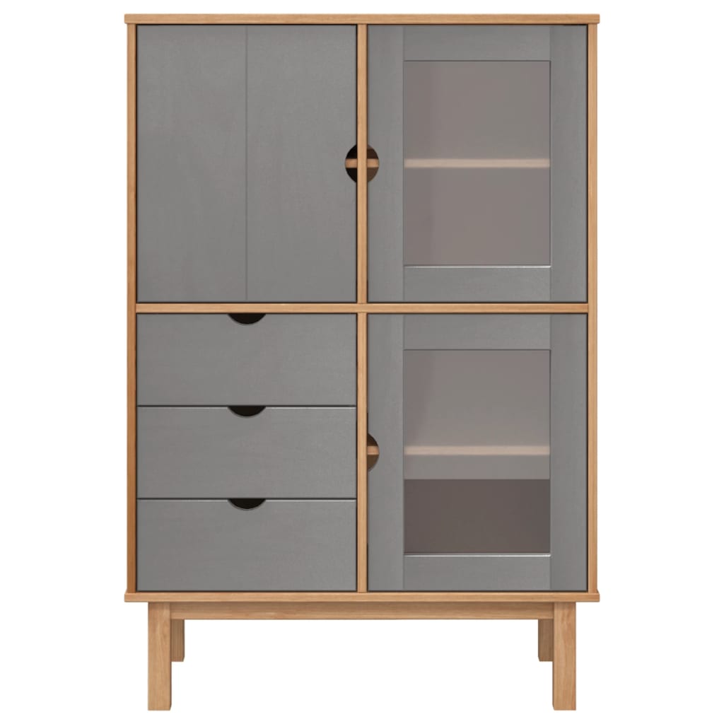 Highboard "OTTA" Brown and Grey 85x43x125 cm Solid Wood Pine