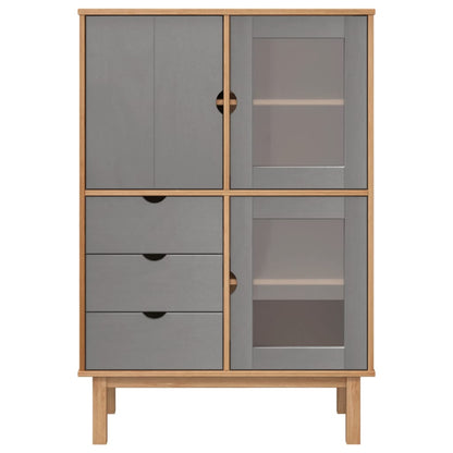 Highboard "OTTA" Brown and Grey 85x43x125 cm Solid Wood Pine