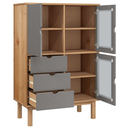 Highboard "OTTA" Brown and Grey 85x43x125 cm Solid Wood Pine