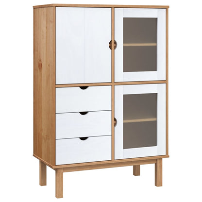 Highboard "OTTA" Brown and White 85x43x125 cm Solid Wood Pine