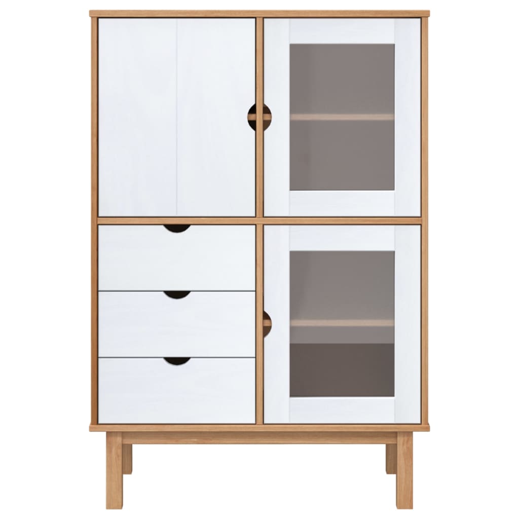 Highboard "OTTA" Brown and White 85x43x125 cm Solid Wood Pine