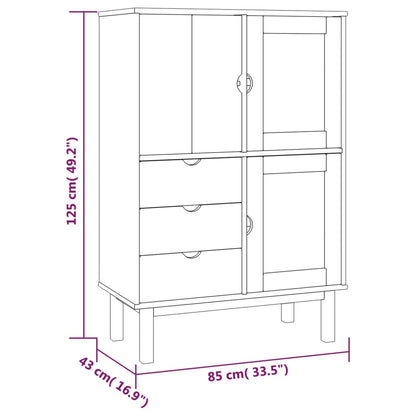 Highboard "OTTA" Brown and White 85x43x125 cm Solid Wood Pine