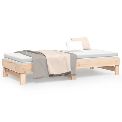 Pull-out Day Bed without Mattress 2x(80x200) cm Solid Wood Pine