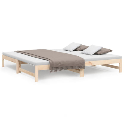 Day Bed | Natural Wood | Solid Pine Wood | Standard Double | Pull-Out
