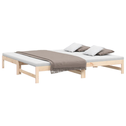 Day Bed | Natural Wood | Solid Pine Wood | Standard Double | Pull-Out