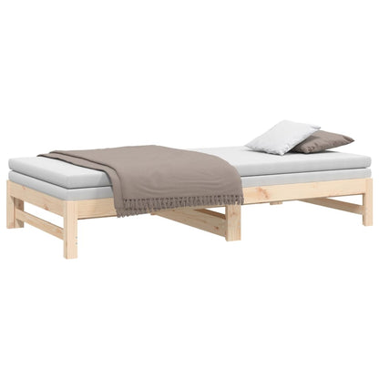 Day Bed | Natural Wood | Solid Pine Wood | Standard Double | Pull-Out