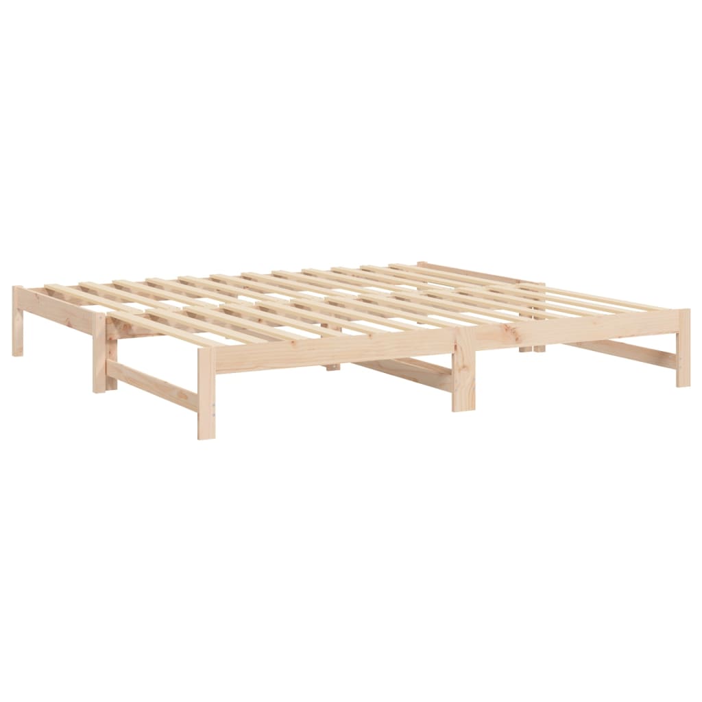 Day Bed | Natural Wood | Solid Pine Wood | Standard Double | Pull-Out