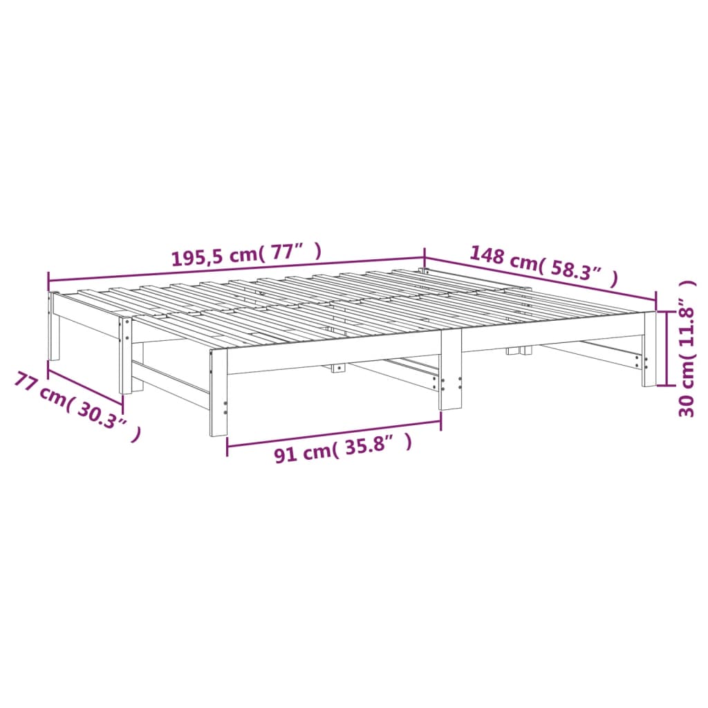 Day Bed | Natural Pine | Solid pinewood | 75 x 190 cm