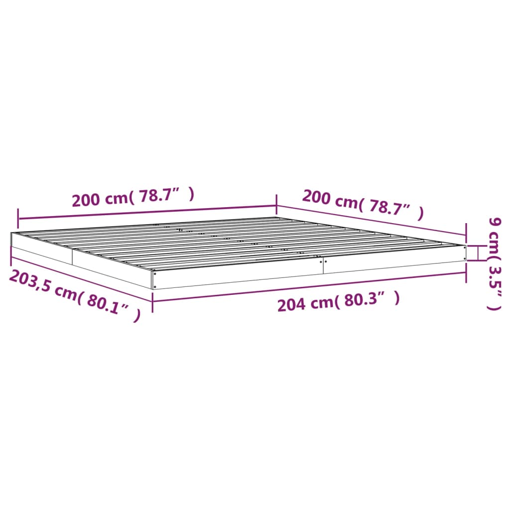 Bed Frame | White | Solid pine wood, Plywood | Double | Durable