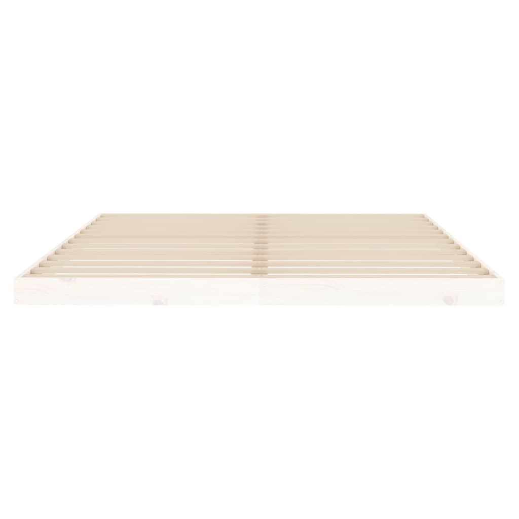 Bed Frame | White | Solid Pine Wood, Plywood Slats | Double