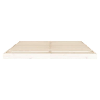 Bed Frame | White | Solid Pine Wood, Plywood Slats | Double