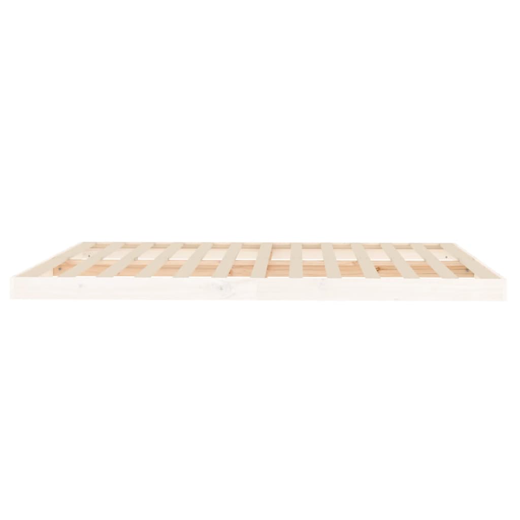 Bed Frame | White | Solid Pine Wood, Plywood Slats | Double