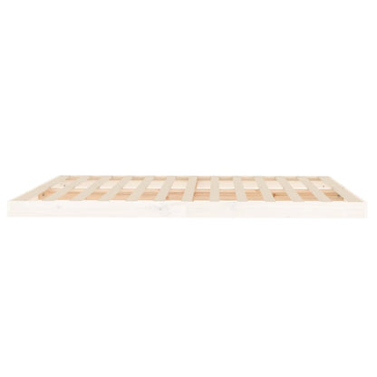 Bed Frame | White | Solid Pine Wood, Plywood Slats | Double