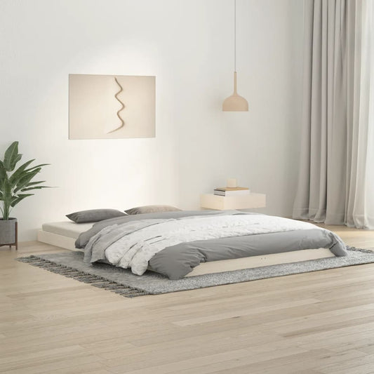 Bed Frame | White | Solid pine wood and plywood | Double | Durable