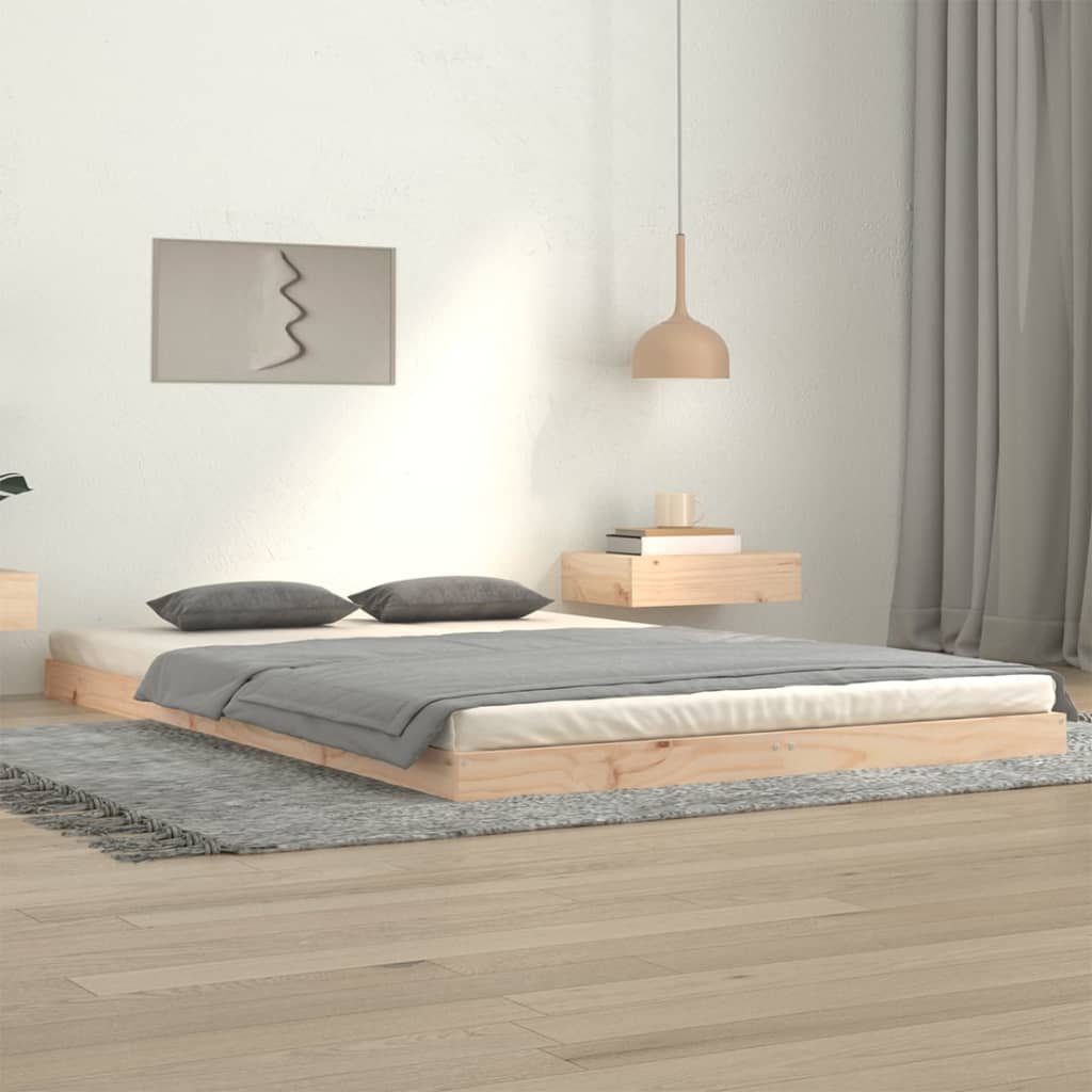 Bed Frame | Natural Pine | Solid pine wood, Plywood slats | Double