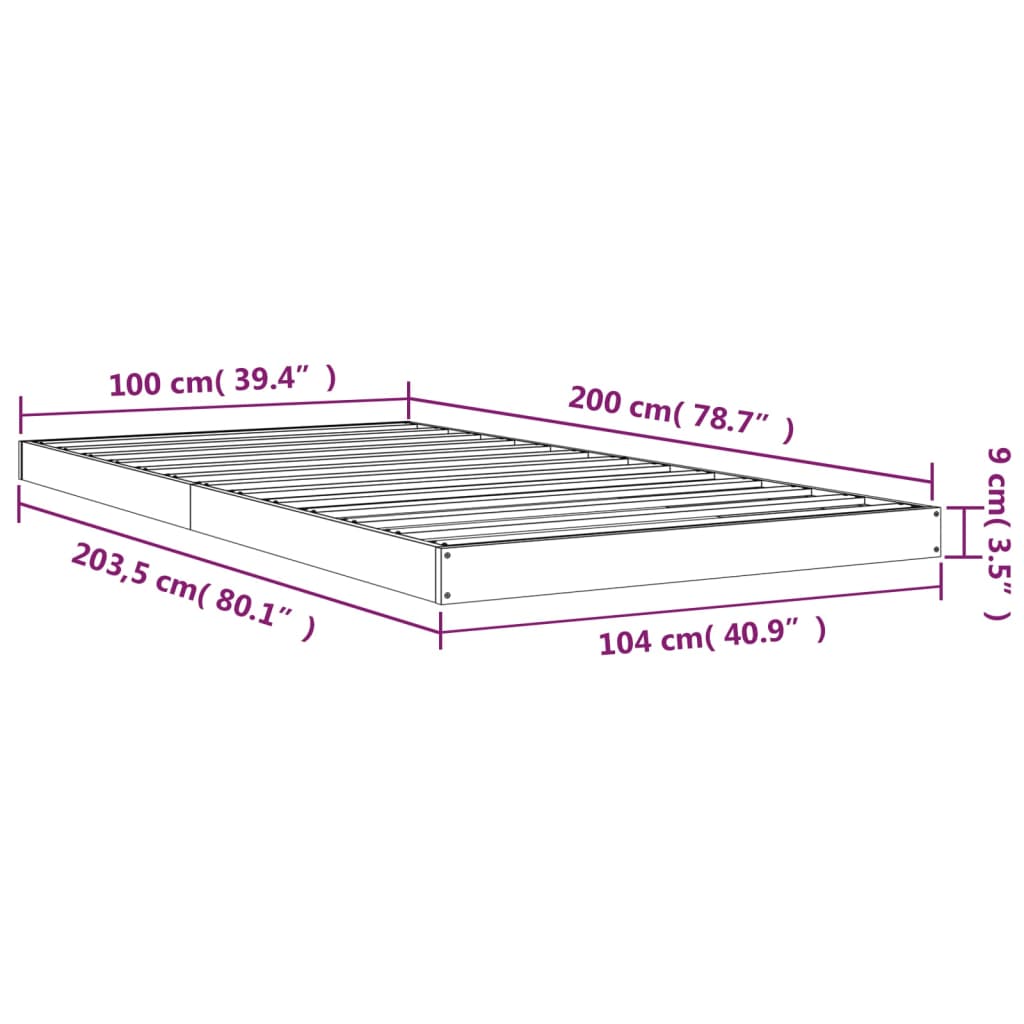 Bed Frame | White | Solid Pine Wood | Single | Durable | Bed Frame