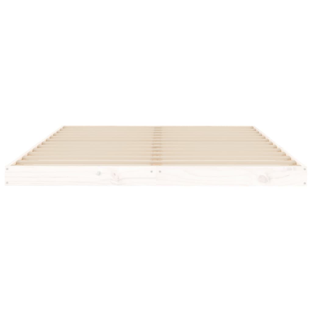 Bed Frame without Mattress White 135x190 cm Double  Solid Wood Pine