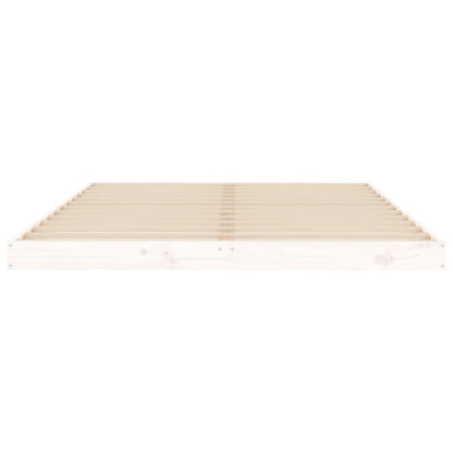 Bed Frame without Mattress White 135x190 cm Double  Solid Wood Pine