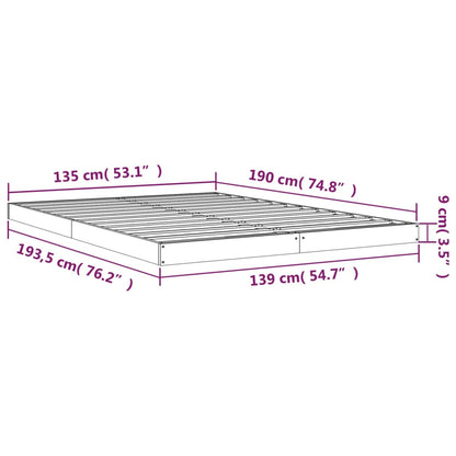 Bed Frame without Mattress White 135x190 cm Double  Solid Wood Pine