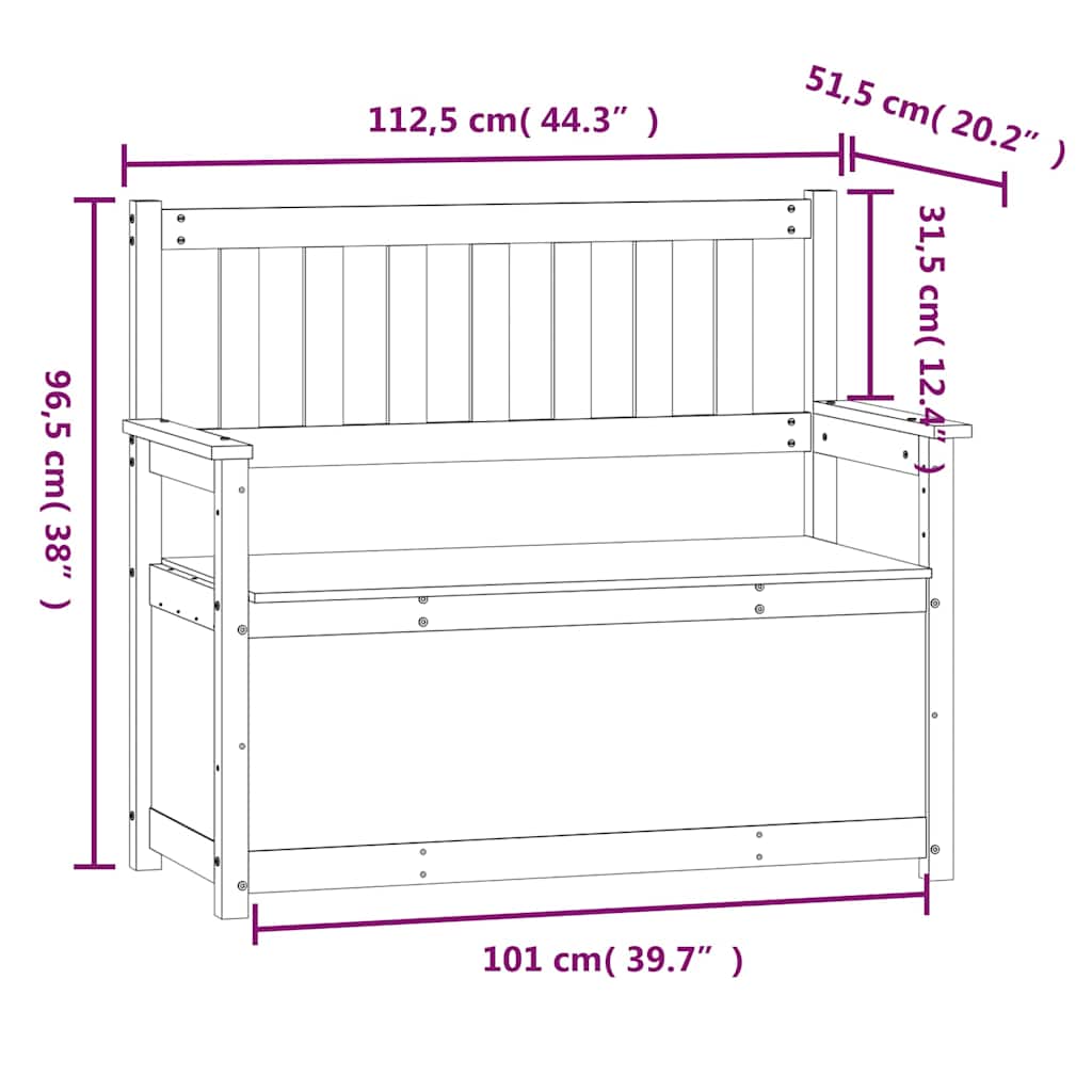 Bench 112,5x51,5x96,5 cm Solid Wood Pine