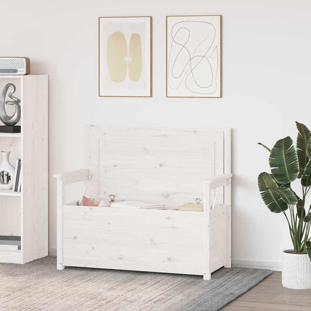Bench White 112,5x51,5x96,5 cm Solid Wood Pine