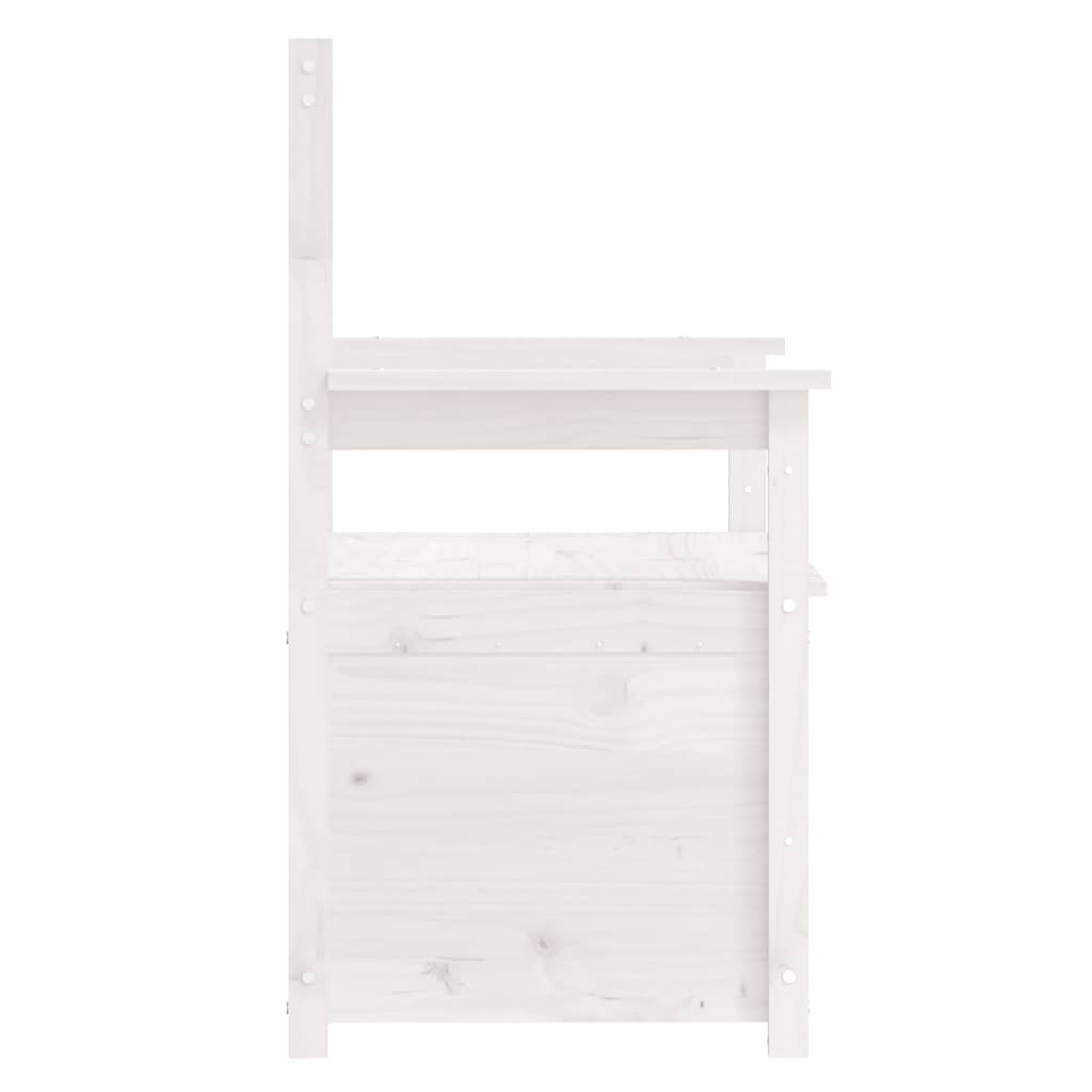 Bench White 112,5x51,5x96,5 cm Solid Wood Pine