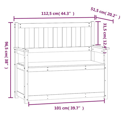 Bench White 112,5x51,5x96,5 cm Solid Wood Pine
