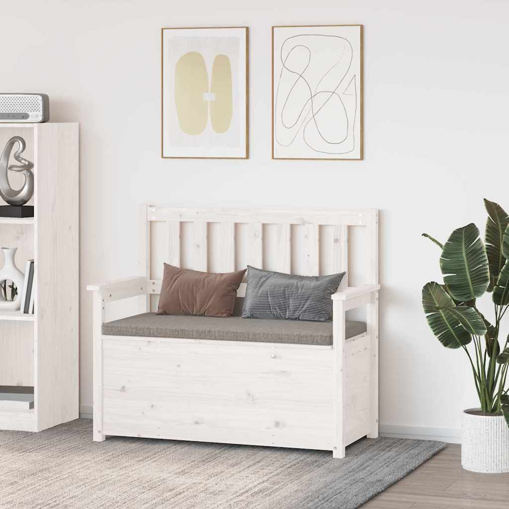 Bench White 112,5x51,5x96,5 cm Solid Wood Pine