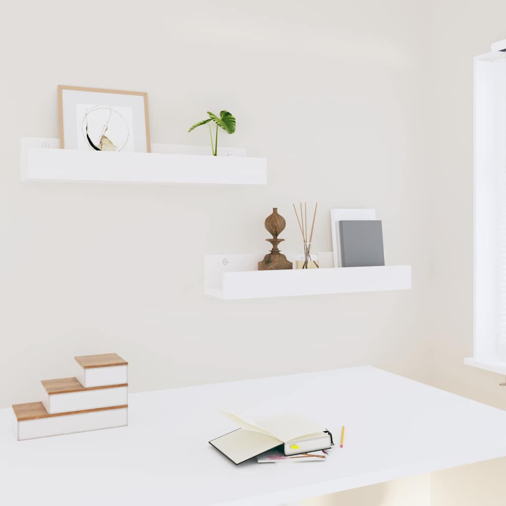 Wall Shelves 2 pcs White 50x12x9 cm Solid Wood Pine