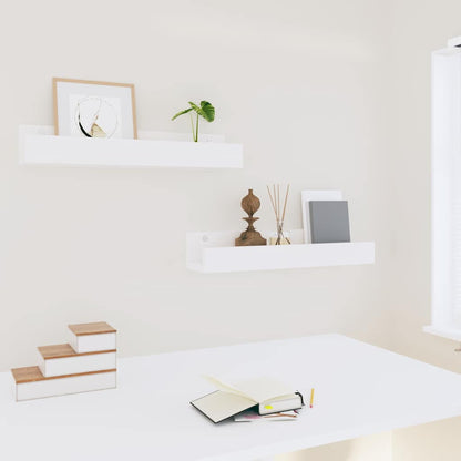 Wall Shelves 2 pcs White 50x12x9 cm Solid Wood Pine