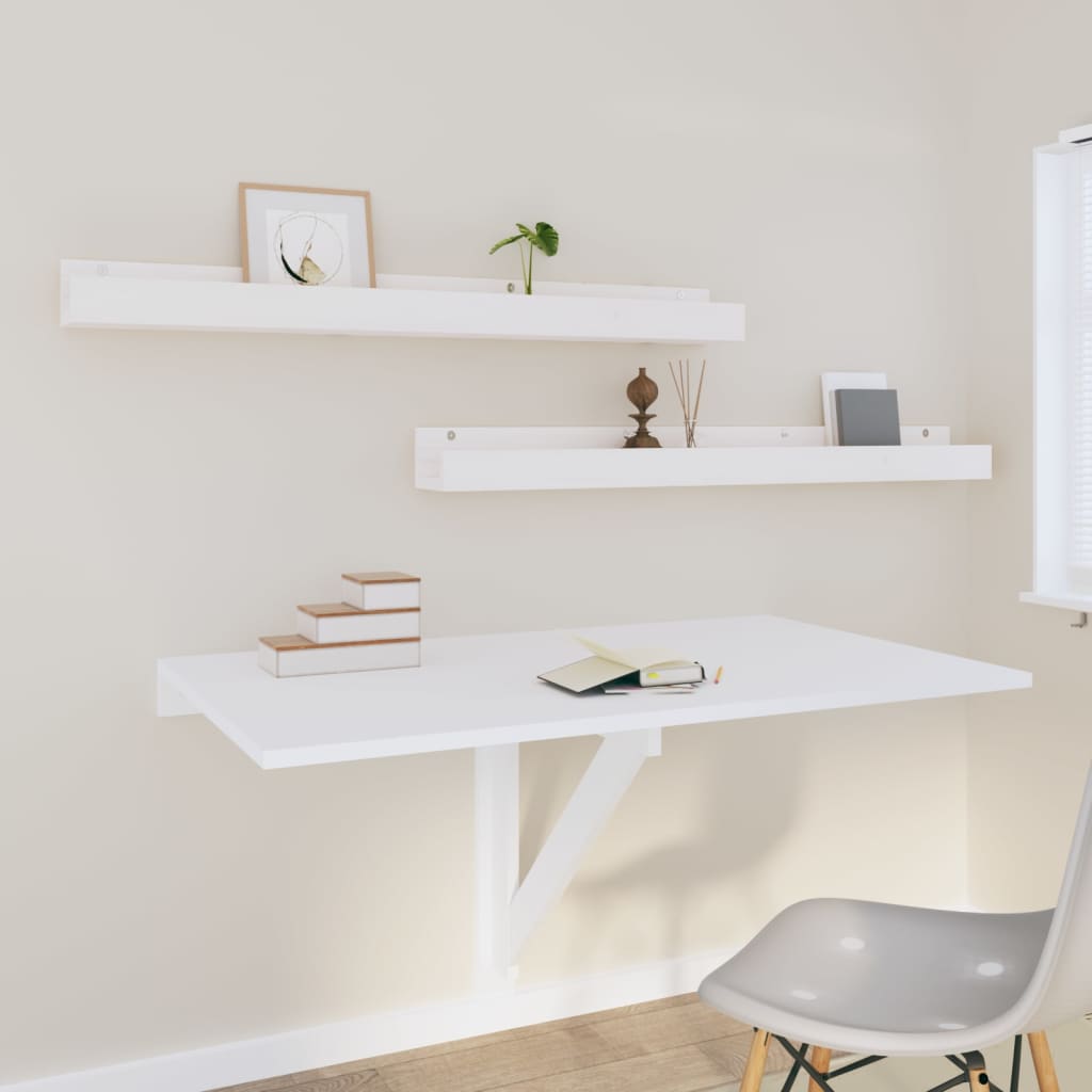 Wall Shelves 2 pcs White 110x12x9 cm Solid Wood Pine