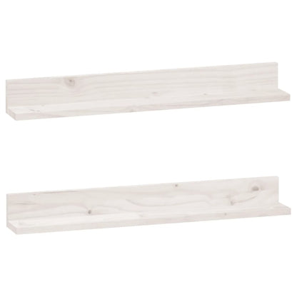 Wall Shelves 2 pcs White 80x11x9 cm Solid Wood Pine