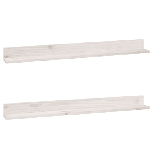 Wall Shelves 2 pcs White 110x11x9 cm Solid Wood Pine